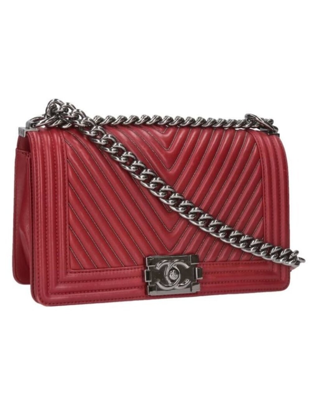 Chanel 25 Chevron Lambskin Chain Shoulder Bag